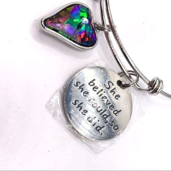 Silver Graduation Charm Bangle Bracelet - Picture 3 of 4